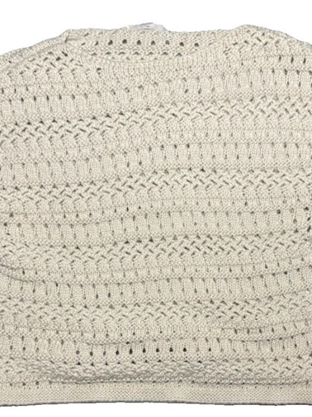 Banana Republic Cream Crochet-Knit Scoop Neck Sweater